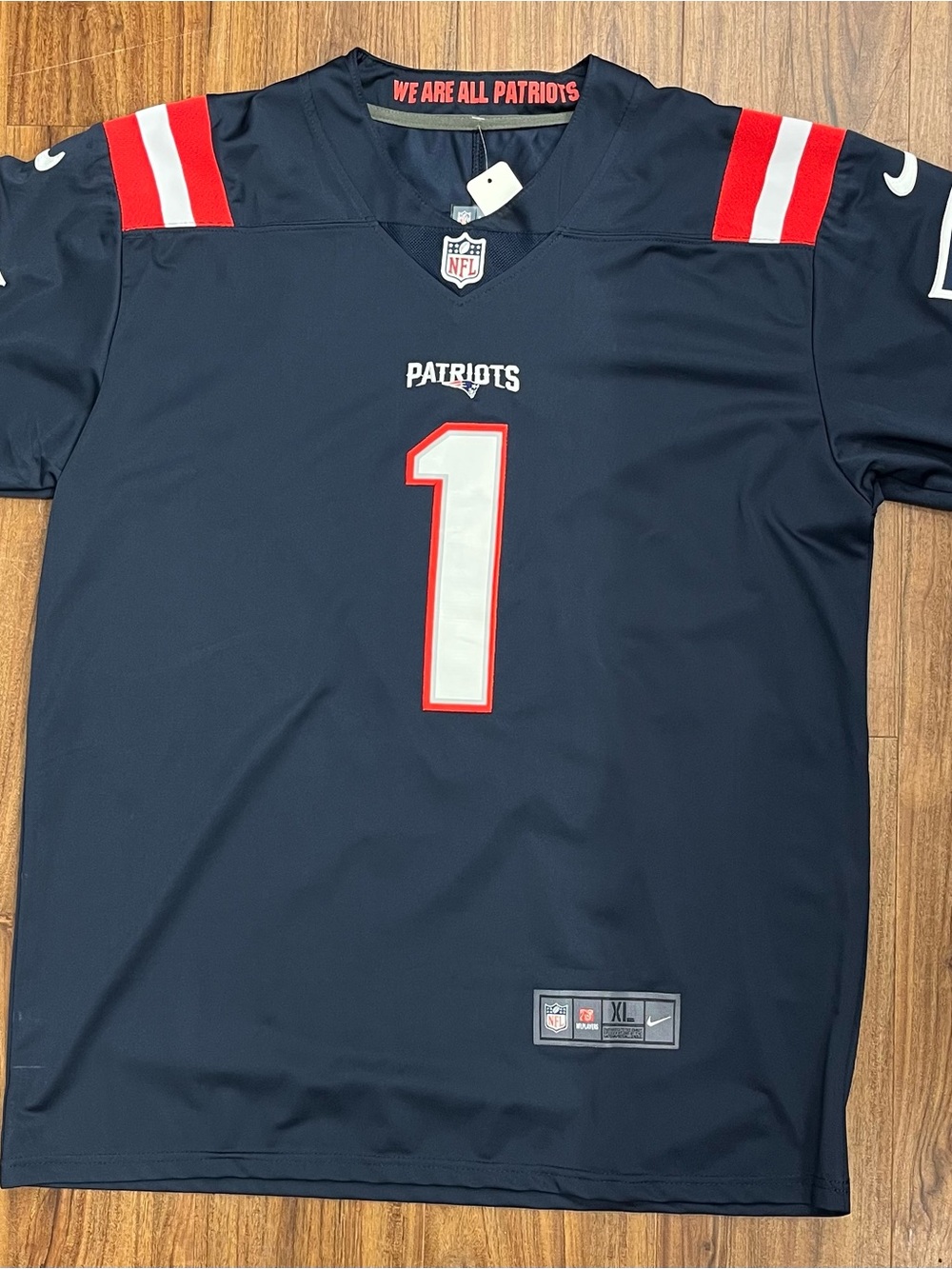 NFL Cam Newton New England Patriots Jersey Detail Panel with Logos